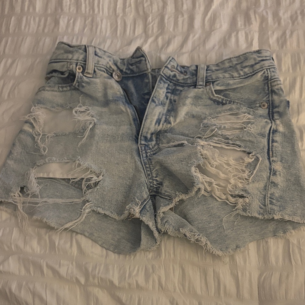 American Eagle Outfitters Ripped Light Blue Jean Shorts